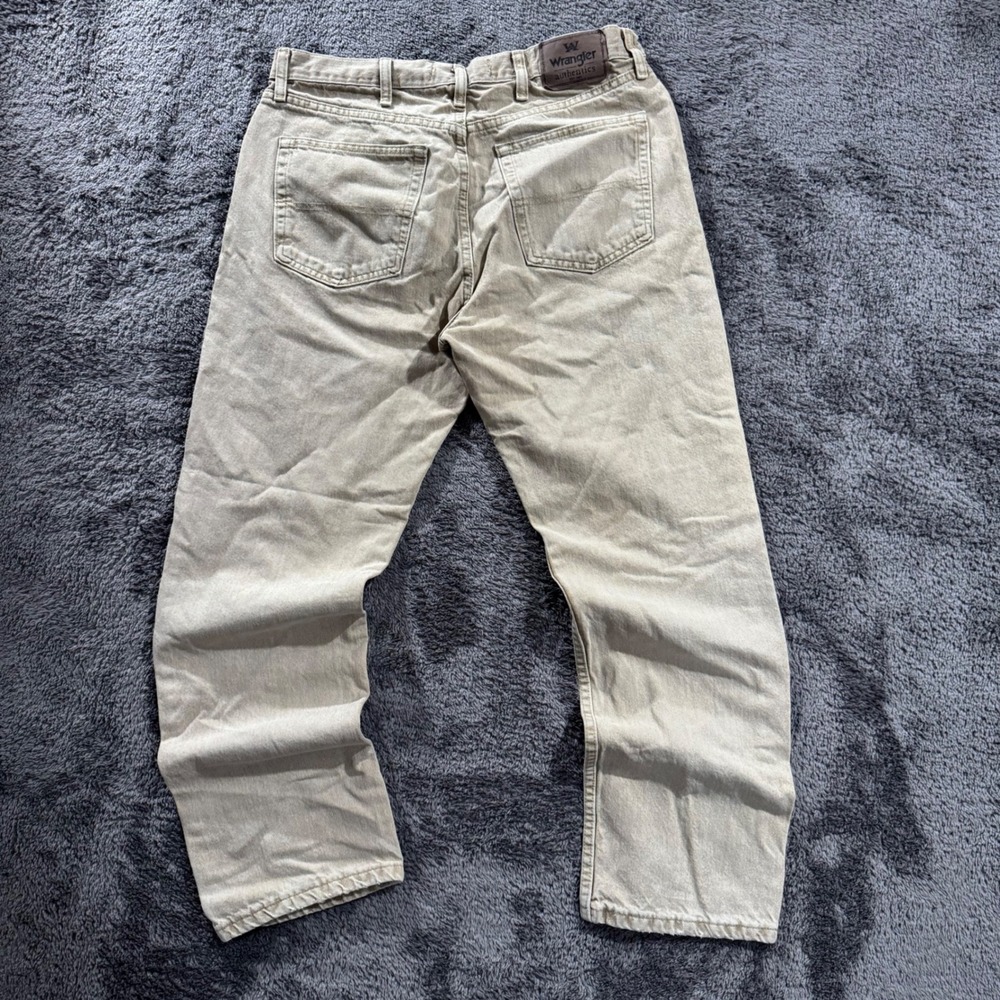Wrangler Authentics Mens Relaxed Fit Jeans Tan Khaki Cotton 34x30